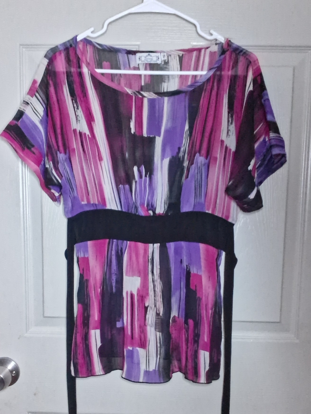 Trixxi Purple, Pink & Black Short Sleeve Tunic Top